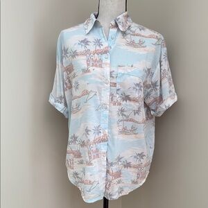 Aerie Women's XS Tropical Hawaiian Shirt Short Sleeve Button Down